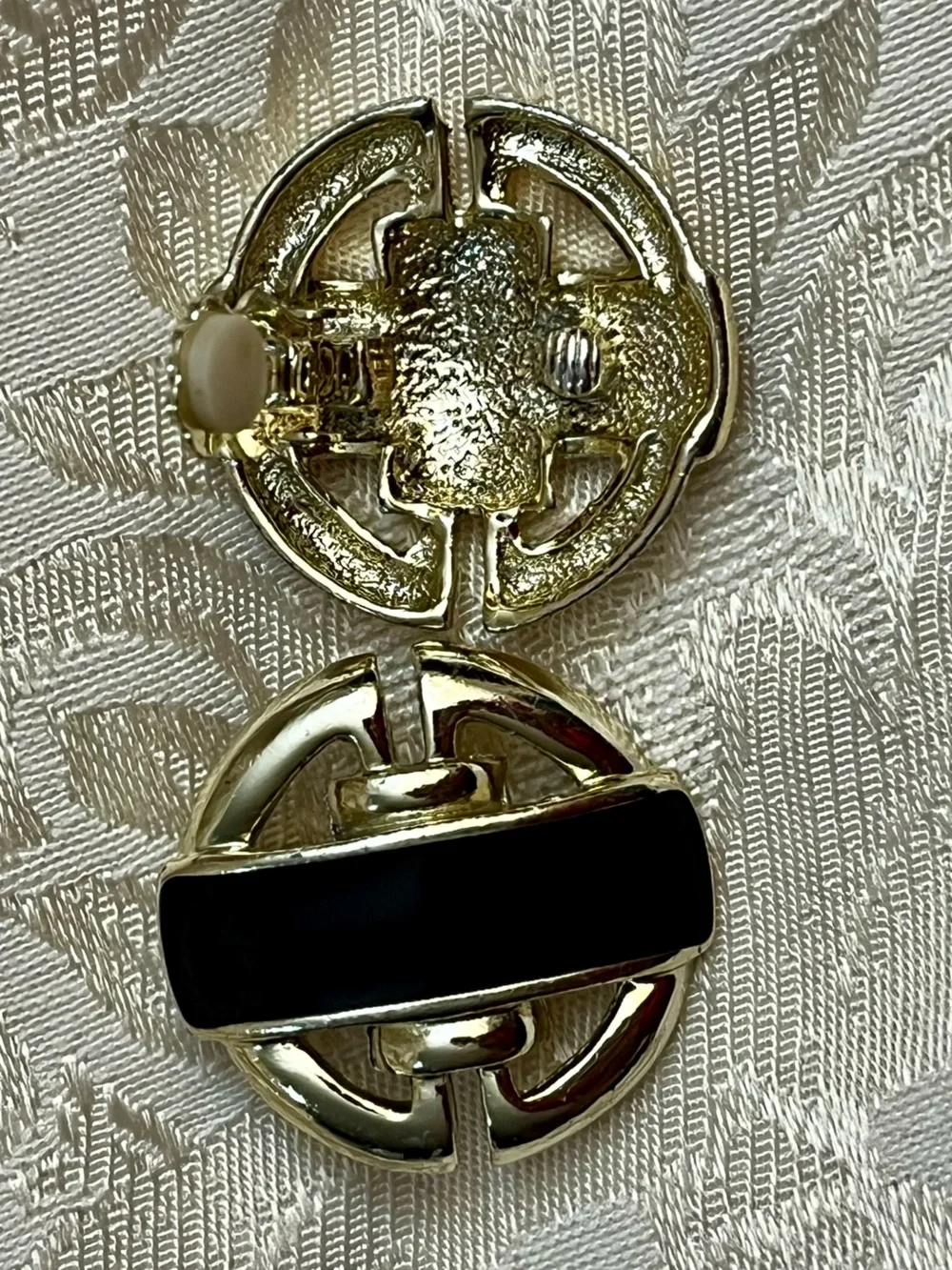 Vintage 1980s Art Deco Lot Signed Donald Stannard Brooch 2 Pair Clip Earrings
